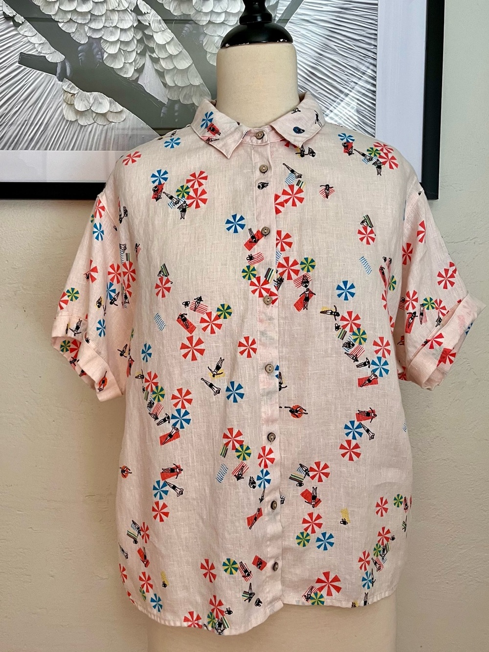 Cynthia Rowley 100% Linen Button Down Shirt